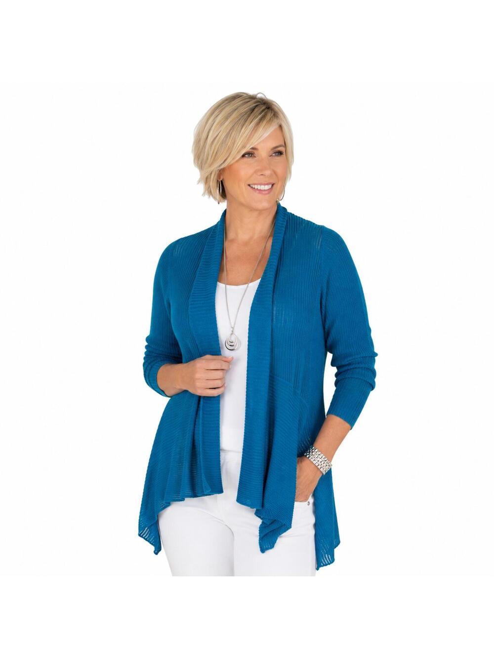 Chico’s Travelers Collection Open Front Ribbed Cardigan Sweater 1X Lightweight